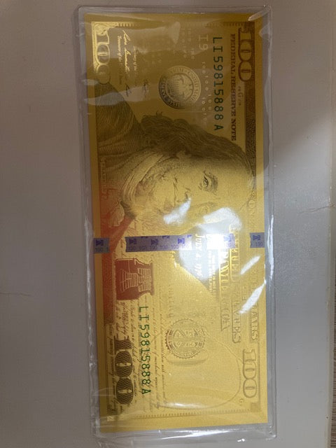 1 Ounce Solid 24K Gold Thick Dollar Bill Bendable