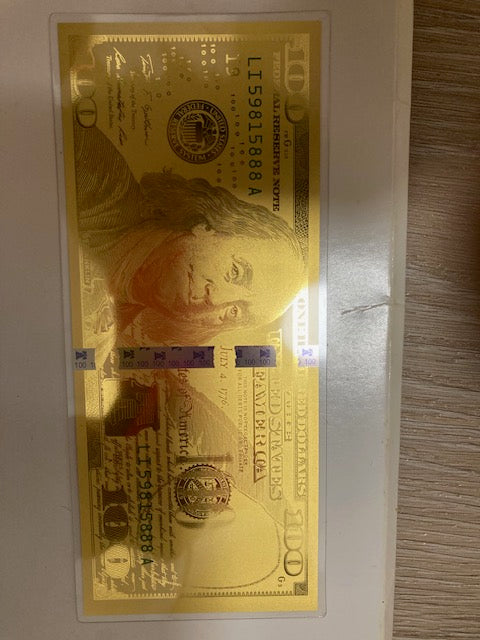 1 Ounce Solid 24K Gold Thick Dollar Bill Bendable
